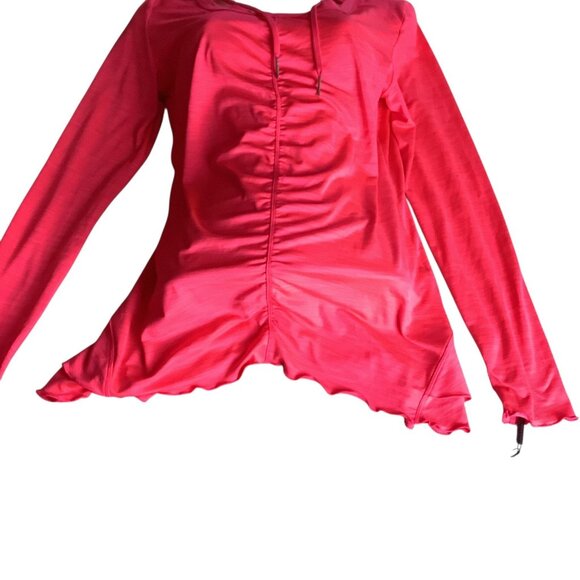 Calvin Klein Performance Quick Dry Womens Pink Hooded Long Sleeve Ruched Top M - Picture 8 of 11